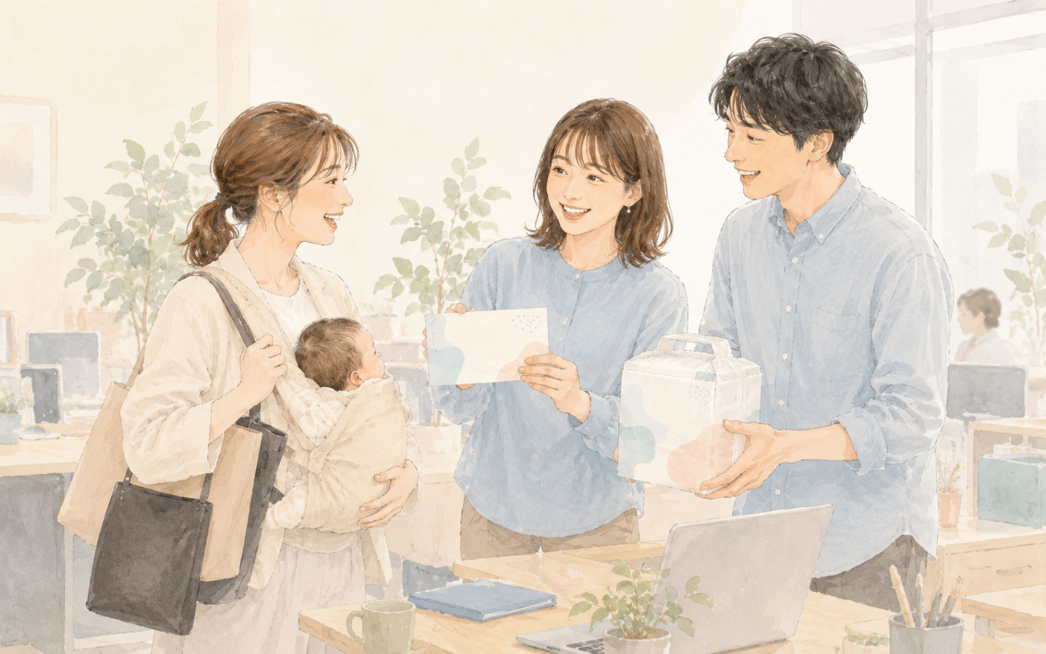 育休復帰や職場からのギフトのイメージ